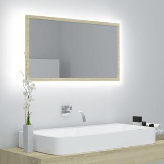 vidaXL LED-Badspiegel Sonoma-Eiche 80x8,5x37 cm Acryl 804927