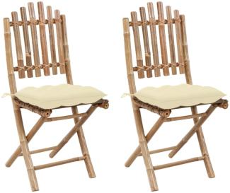 vidaXL Klappbare Gartenstühle 2 Stk. mit Kissen Bambus 3064004