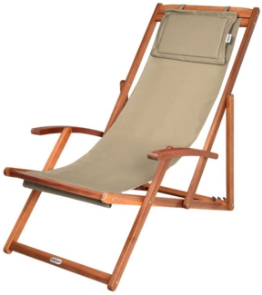 Casaria Gartenliege Beige, 160kg Belastbar Armlehne Nackenkissen Klappbar Verstellbar