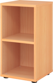 bümö Regal Buche, Standregal aus Holz für 2 Ordnerhöhen - Bücherregal klein 40 cm schmal, Aktenregal für Ordner & Bücher, kleines Büroregal, Holzregal, Ordnerregal, Buchregal Dachschräge, 924RE-6