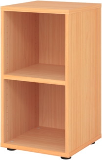 bümö Regal Buche, Standregal aus Holz für 2 Ordnerhöhen - Bücherregal klein 40 cm schmal, Aktenregal für Ordner & Bücher, kleines Büroregal, Holzregal, Ordnerregal, Buchregal Dachschräge, 924RE-6