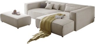 LeGer Home by Lena Gercke Ecksofa PIARA XXL, L-Form, Schlaffunktion, Cord, Leinenoptik o. Strukturstoff, Hocker stellbar zum Schlafsofa (Krokodilverbinder), tiefe Sitzfläche