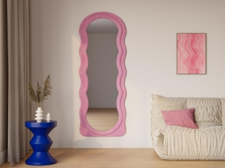 Vente-unique - Organischer Spiegel - Samt - 65 x 170 cm - Rosa - AYANI