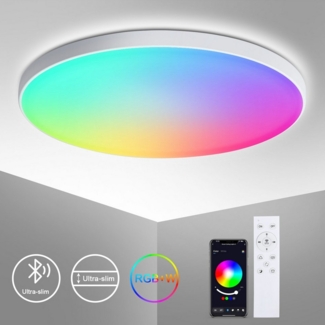 Oraymin Deckenleuchte LED RGB Bluetooth Fernbedienung APP-Steuerung Dimmbar Ø30 cm, 2400LM, LED fest integriert, RGB+CCT, LED Deckenlampe Fernbedienung APP-Steuerung Dimmbar 2400lm 24W CCT+RGB