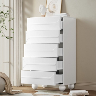 Flieks Kommode mit 5 Schubladen (1 St, B60/T40/H109), Sideboard für Schlafzimmer, Wohnzimmer Holzschrank, Metallbeine