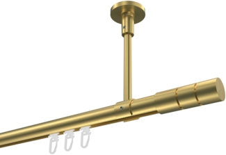Innenlauf-Gardinenstangen-Set Sonette Elanto 240 cm (geteilt in 2 x 120 cm), 1-läufig, 20 mm Ø Messing-Optik