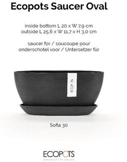 ECOPOTS Blumentopfuntersetzer SAUCER OVAL Dark Grey, BxTxH: 11,7 x 11,7 x 3 cm