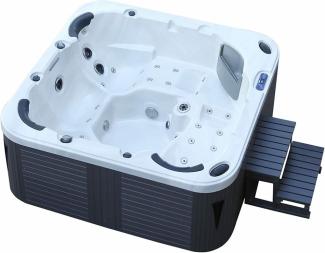 XXL Luxus-SPA LED-Whirlpool-Set, 215 x 215 cm, mit Farblicht, für Outdoor & Indoor, Pool für 5 Personen