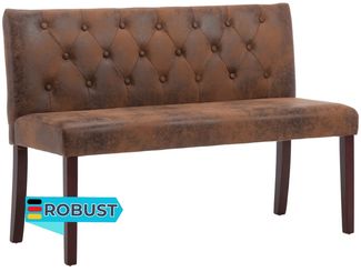 Sitzbank MAURI 120 cm Braun Wildleder-Optik | Küchenbank Esszimmerbank Flurbank mit Rückenlehne