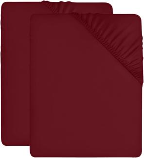 Utopia Bedding - 2er Set Spannbettlaken 90x200cm - Burgund - Gebürstete Mikrofaser Spannbetttuch - 35 cm Tiefe Tasche