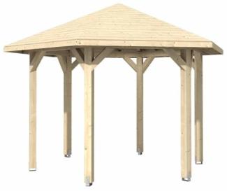 Skan Holz Holz Pavillon 6-Eck Nancy 2 | Natur | 364x420x210 cm