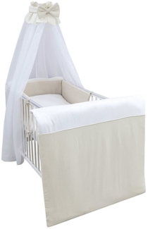 Baby-Delux Babybettwäsche Baby Bettwäsche Set 4-Tlg. Nestchen Waffelpique, Baumwolle, 4 teilig, Bettset für Babybetten 140x70 & 120x60 Musselin