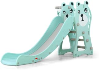 Moni Kinderrutsche Pooh 18024, Basketballkorb, bis 40 kg, 172 cm Rutschlänge blau