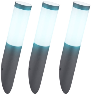 3er Set Fackel-Wandleuchten, Edelstahl anthrazit, App-/Sprachsteuerung