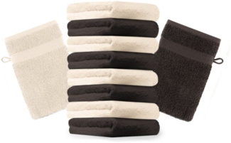 Betz Waschhandschuh 10 Stück Premium 16x21 cm Farbe dunkelbraun und beige, Baumwolle (Set, 10-St)