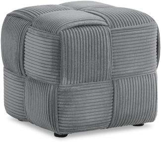 Sitzhocker Pouf Grau Cord Poufhocker Sitzpouf Polsterhocker Sitzwürfel Schminkhocker Hocker Gepolstert