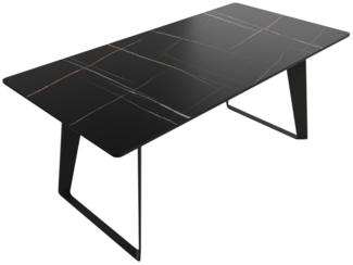 Esstisch 180x90cm schwarze Keramikplatte schwarze U-Form Beine : Schwarz