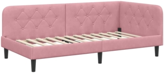 vidaXL Eckbettgestell mit Kopfteil Rosa 90x190 cm Samt 42016599