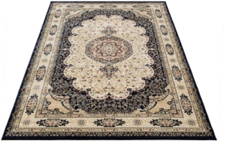 Carpetilla Designteppich Designer Wohnzimmer Teppich Asfahan Orientalisch Teppich marineblau, Rechtetig, Höhe: 12 mm, Wohnzimmer
