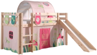 Kinderbett mit Rutsche Karolina Massivholz Natur Textilset Spring 4