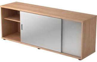 Sideboard 1,5 Ordnerhöhen, beidseitig nutzbar, Nussbaum / Silber