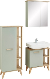 Saphir Badmöbel-Set Quickset 3-teilig, Waschbeckenunterschrank mit LED-Spiegelschrank, (3-St), Midischrank, inkl. Türdämpfer, 4 Türen, 5 Einlegeböden, Bad-Set