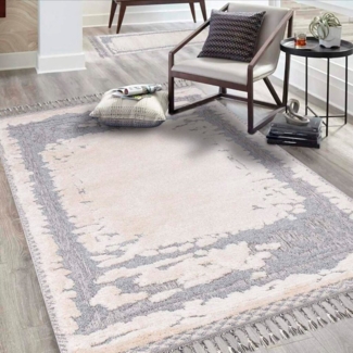 Carpet City Hochflor-Teppich Valencia 908, rechteckig, Höhe: 20 mm, Läufer, Boho-Stil, 3D-Effekt, Relief, Hoch-Tief-Struktur, mit Fransen