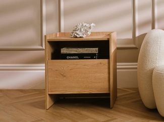 Beautysofa Nachttisch JUNI mit Schublade (Offene Ablagefläche, im Japandi-Stil)