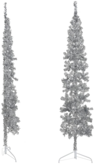 vidaXL Künstlicher Halb-Weihnachtsbaum Ständer Schlank Silbern 240 cm 344598