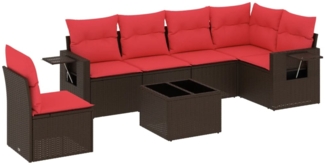 vidaXL 7-teiliges Gartensofa-Set mit Kissen, braun, Polyrattan 3220243