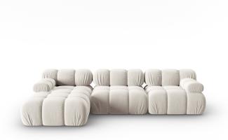 Micadoni Modulares Ecksofa Bellis 4-Sitzer Links Samtstoff Helles Beige