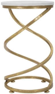 Natur24 Beistelltisch Beistelltisch Tavolinetto 27,5 x 27,5 x 47,5 cm Metall Marmor Gold