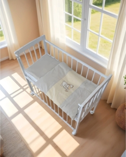 Beistellbett Weiß 40x90 inkl. Matratze & Bettwäsche Set – Viele Farben