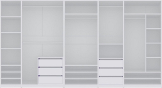 Marmex Möbel Schrank-Set TRES SET R/B offener Garderobenschrank begehbarer Kleiderschrank, (6-St), 380 x 206 x 51, fünf Kleiderstangen, 6 Schubladen, Modulschrank