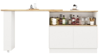 i@home Sideboard Um 360° drehbare Essbar (Hauptkörper 90 x 45 x 100 cm) (Bis 60 kg belastbar, geeignet für Küchen und Essenzimmer), drehbares Sideboard mit Ablageflächen und Changhong-Glas, weiß