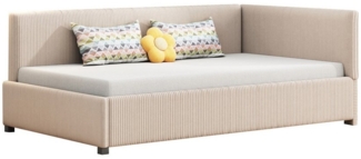 OKWISH Polsterbett Tagesbett Schlafsofa Kinderbett, Samtstoff (Daybett Einzelbett Jugendbett, inkl. Lattenrost, ideal für Schlafzimmer und kleine Wohnungen, belastbar bis 120 kg, 90x200 cm), Ohne Matratze