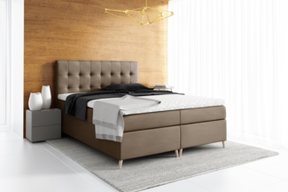 99rooms Sorento Boxspringbett Kunstleder 120x200 cm Hellbraun