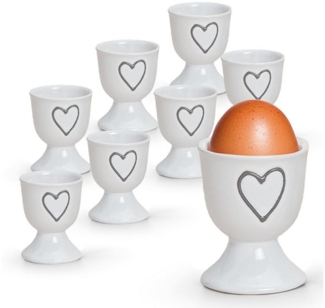 matches21 HOME & HOBBY Eierbecher, (8-tlg), Runde Keramik Ei-Halter als lustige Frühstücks-Eier Tisch-Deko