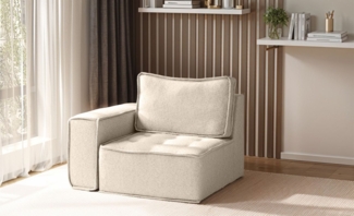 Sessel SANDE 1-Sitzer Modul Stoff Raven Creme Seite Links