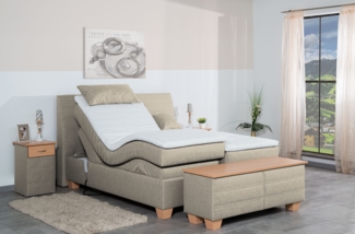 Meisterbetten Boxspringbett Syma 140x220 in W-Silver Grey, Matratzenbezug Nano, Ergoflex-Topper