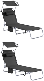 SoBuy Gartenliege OGS48x2, 2-er Set Sonnenliege mit Sonnendach Gartenliege klappbar Gärten Balkon