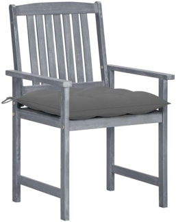 vidaXL Gartenstühle mit Kissen 4 Stk. Grau Massivholz Akazie 3061254
