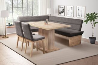 Home affaire Eckbankgruppe Beluna + Cross Essecke Sitzgruppe Eckbank Küchenbank BESTSELLER, (Set, 4-tlg, Eckbank, 2 Stühle und Tisch), Sitzgruppe Esszimmer Stühle Tisch und Bank bequem gepolstert