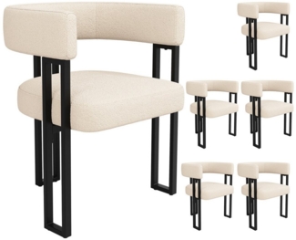MODFU Esszimmerstuhl Make-up-Stuhl,Schminkstuhl,Luxusstuhl (2-6er Set Luxus Esszimmerstühle aus Lammwollstoff – Ergonomische Rückenlehne, Verstellbare Füße & Robuste Metallbeine, 6 St)