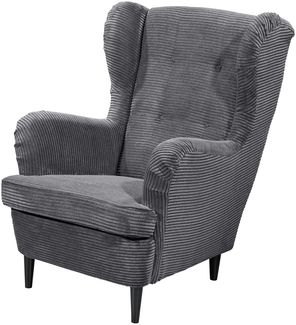 Ohrensessel >OSKAR< Massivholzfüße, Nosagfederkern, Bezug ash - 78x102x98 (BxHxT)