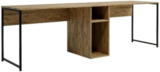 Dmora Schreibtisch Asarat, Mehrzweckschreibtisch, Bürotisch für PC, Eckschreibtisch, 240x60h74 cm, Eiche