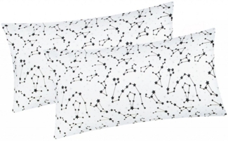Heubergshop Kissenbezug, (2 Stück), 2er Set 40x80 cm Sternenhimmel Sternzeichen Weiß Schwarz (530/1-40x80)