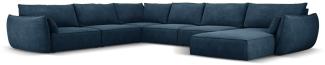 Micadoni 8-Sitzer Panorama Ecke links Sofa Kaelle | Bezug Royal Blue | Beinfarbe Black Plastic