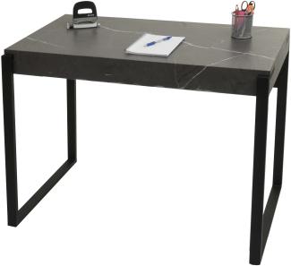 Schreibtisch HWC-L53, Bürotisch Computertisch Arbeitstisch, Metall 100x54cm ~ Marmor-Optik grau