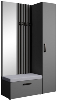 Beautysofa Garderobenschrank mit großem Spiegel und Kleiderstange MARGARET II+IV ein hoher eintüriger Kleiderschrank und ein komfortabler Schuhschrank